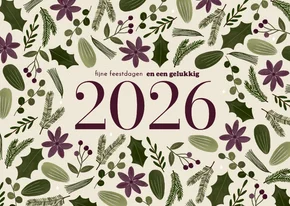 Nieuwjaarskaart botanisch groot jaartal