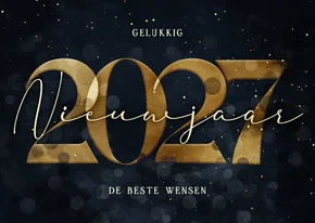 Nieuwjaarskaart donkerblauw met gouden 2027