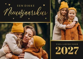 Nieuwjaarskaart foto goud 2027 liefde nieuwjaarskus