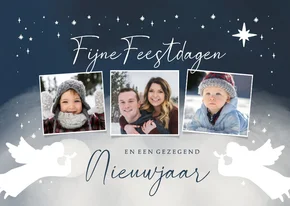 Nieuwjaarskaart fotocollage engelen sterren nacht