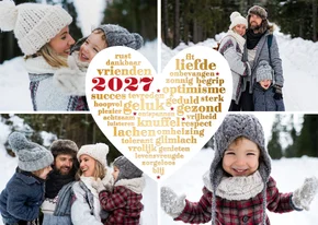 Nieuwjaarskaart fotocollage hartenwens