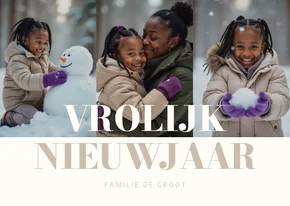 Nieuwjaarskaart fotocollage 'vrolijk nieuwjaar' 3 foto's