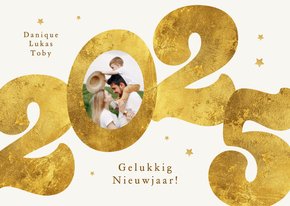 Nieuwjaarskaart gouden 2025 sterren stijlvol modern foto