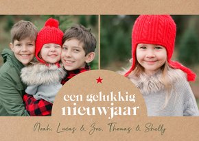 Nieuwjaarskaart met foto's in boogkader