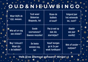 Nieuwjaarskaart 'oud en nieuw bingo' humor