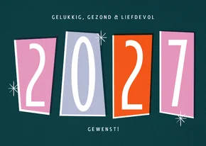 Nieuwjaarskaart retro 2027 groot jaartal 