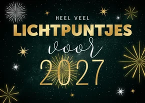 Nieuwjaarskaart veel lichtpuntjes in 2027 vuurwerk goud
