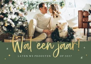 Nieuwjaarskaart wat een jaar goud sterren foto