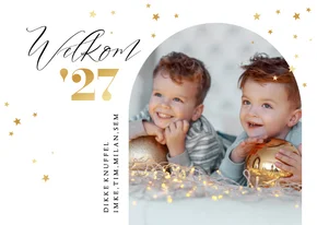 Nieuwjaarskaart welkom 2027 goud sterren foto