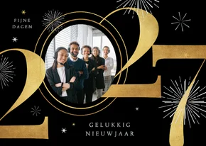 Nieuwjaarskaart zakelijk 2027 goud voorwerk grafisch