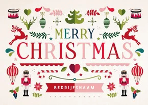 Nostalgische zakelijke kerstkaart met kerstornamenten