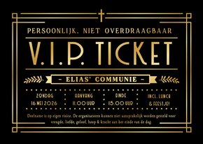 Originele communie uitnodiging als VIP ticket met foliedruk