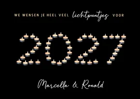 Originele nieuwjaarskaart jaartal 2027 van waxinelichtjes