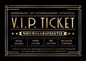 Originele uitnodiging oud en nieuw VIP-ticket goud