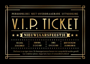 Originele uitnodiging oud en nieuw VIP-ticket goud