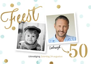 Originele uitnodiging verjaardag 50 jaar confetti