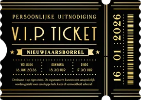 Originele VIP ticket uitnodiging nieuwjaarsborrel 