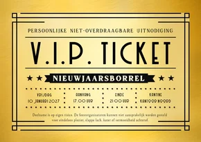 Originele V.I.P. ticket uitnodigingkaart nieuwjaarsborrel