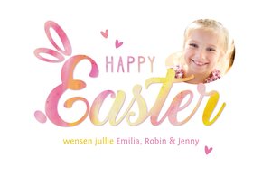 Paaskaartje 'Happy Easter' met foto