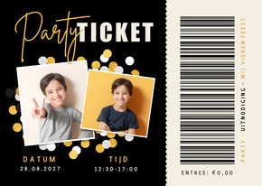 Party ticket uitnodiging kinderfeestje als een entreebewijs