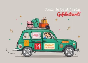 Retro auto verjaardagskaart
