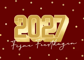 Rode kerstkaart met grote glitter 2027 en confetti