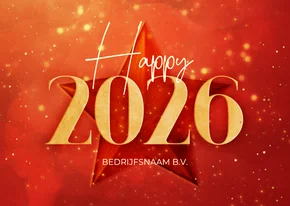 Rode zakelijke kerstkaart gouden 2026 met ster
