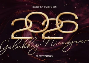 Rode zakelijke nieuwjaarskaart 2026 met marmer swirl