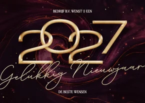Rode zakelijke nieuwjaarskaart 2027 met marmer swirl
