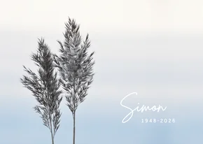 Rouwkaart foto riethalmen en neutrale achtergrond