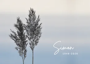 Rouwkaart foto riethalmen en neutrale achtergrond