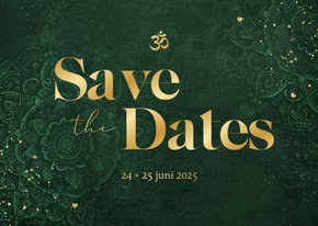 Save the date mandala patroon goud hartjes Hindoestaans