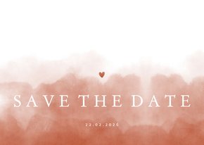 Save the date stijlvol terra roze waterverf met hartje