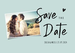 Save the datekaart met foto en trendy letterype