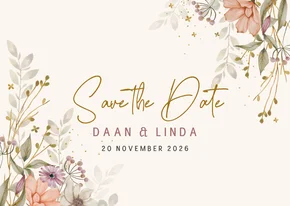 SavetheDate kaart bloemen in herfsttinten