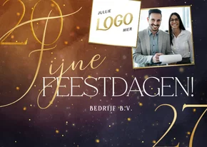 Sprankelende kerstkaart 2027 met foto en logo