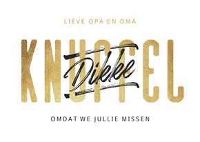 Sterkte kaart dikke knuffel typografie goud