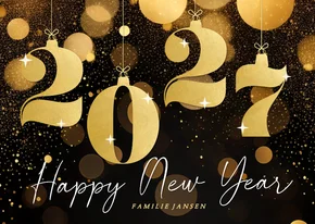 Stijlvol nieuwjaarskaartje zwart met gouden 2027 glitters
