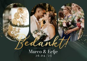 Stijlvolle bedanktkaart soft watercolor groen spetters goud