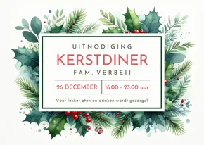 Stijlvolle botanische uitnodiging kerstdiner met takjes