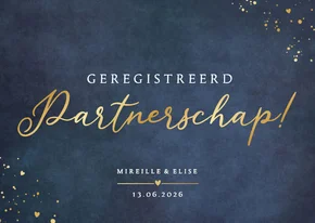 Stijlvolle donkerblauwe geregistreerd partnerschap kaart