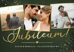 Stijlvolle foto collage jubileum uitnodiging kaart