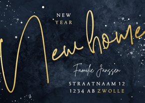 Stijlvolle Kerst-verhuiskaart New Home goudlook