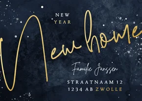 Stijlvolle Kerst-verhuiskaart New Home goudlook