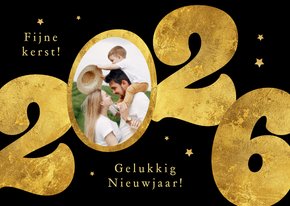 Stijlvolle kerstkaart 2026 goud sterren modern foto