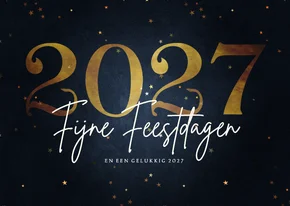 Stijlvolle kerstkaart fijne feestdagen gouden 2027
