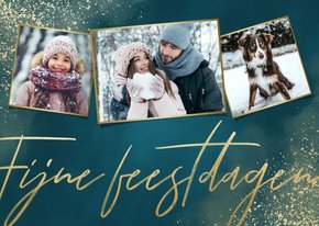 Stijlvolle kerstkaart fotocollage, Fijne feestdagen & sneeuw