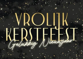 Stijlvolle kerstkaart met goudlook tekst een sterren