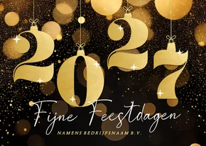 Stijlvolle kerstkaart zakelijk met gouden 2027 glitters
