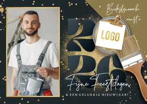 Stijlvolle kerstkaart zakelijk schildersbedrijf goud foto